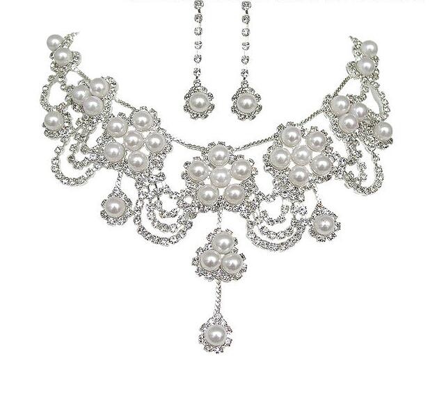 Bridal Jewelry sets wedding accessories chain crown three suits wedding tiara bridal necklace set necklace Beautiful Hair Accessories HT020