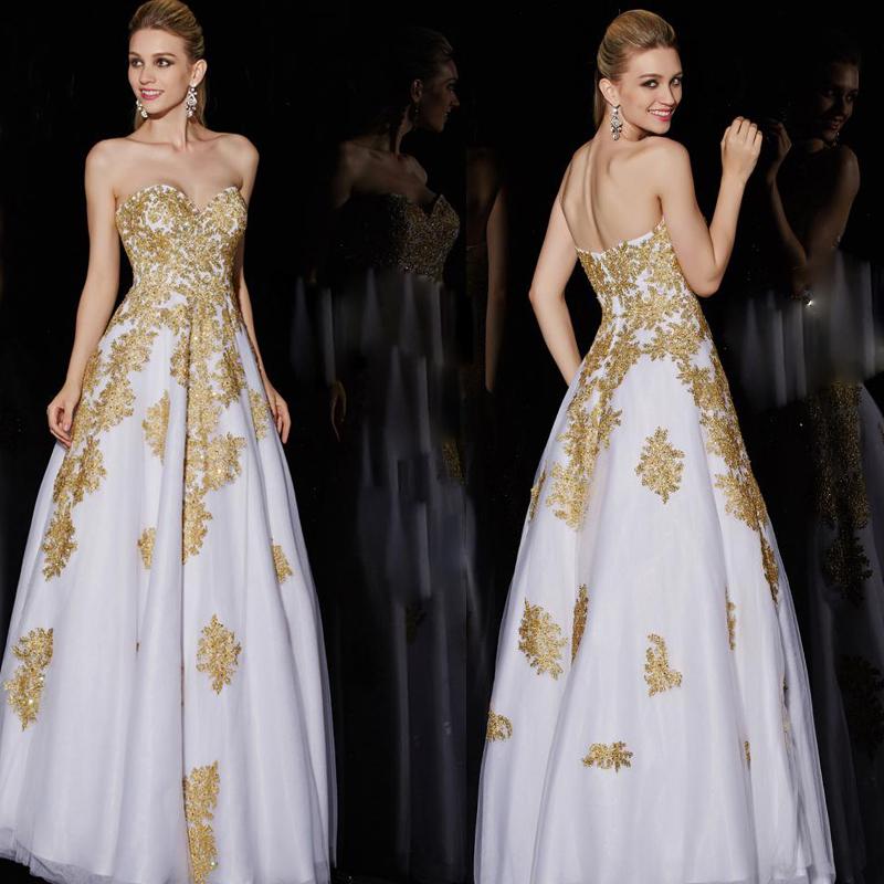 2016 Gold Applique Lace Formal Evening Dresses A Line Floor Length Vestidos de Longo Fashion Party Prom Gowns Rode De Soiree, Hunter
2016 Gold Applique Lace Formal Evening Dresses A Line Floor Length Vestidos de Longo Fashion Party Prom Gowns Rode De Soiree, Hunter