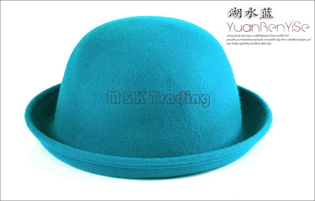 Autumn Winter British Style Top Stingy Brim Hats Women Vintage Round Trilby Wool Blending Jazz Cap More Colors