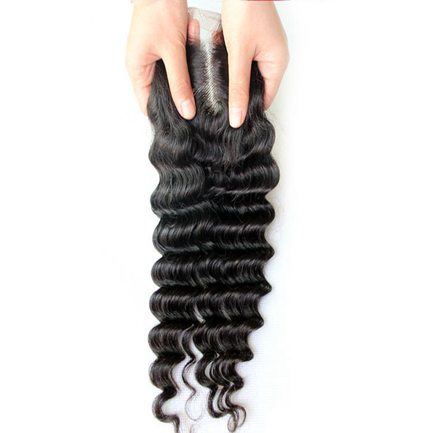 Free shipping Deep Wave 4x4 Top Lace Closure 100% Human Hair Natural Hairline Pre Plucked Closures