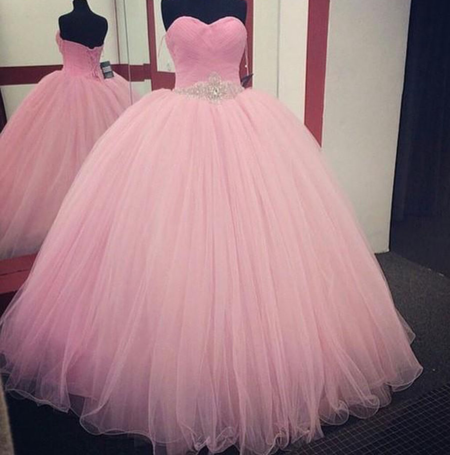 2019 Fashion Ball Gown Sweetheart Women Quinceanera Dress Soft Tulle Pink Draped Corset Lace up Back Debutante Gown Beaded Waist Prom Gowns, Coral 
2019 Fashion Ball Gown Sweetheart Women Quinceanera Dress Soft Tulle Pink Draped Corset Lace up Back Debutante Gown Beaded Waist Prom Gowns, Coral