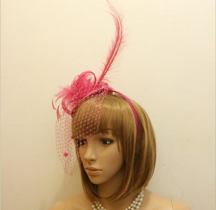 Ostrich hair color lady hat England ancient style hat female hat slap-up party hat bride headdress free shipping HT23