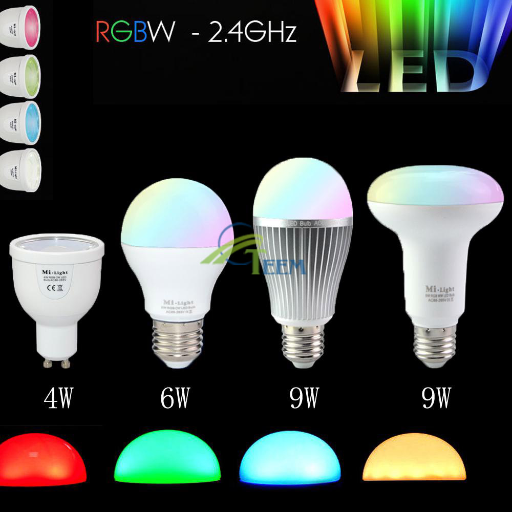 

85-265V Milight 2.4G Wireless E27 GU10 RGBW RGB+COOL WHITE RGB/WW RGB+WARM WHITE 4W 6W 9W PAR30 LED Light Dimmable Bulb Lamp