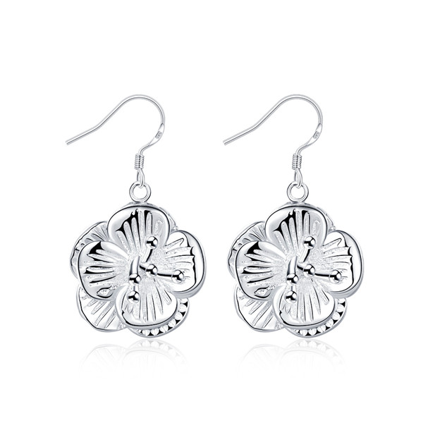 Brand new sterling silver Flower Earrings DFMSE681,women's 925 silver Dangle Chandelier earrings 10 pair a lot factory direct sale can mix
