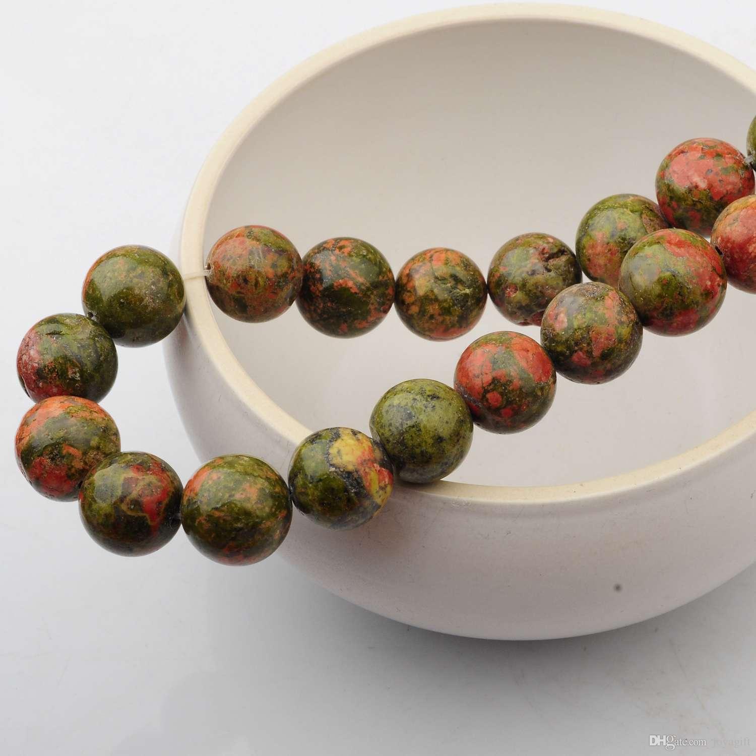 Natural Gemstone Unakite 14mm Round Beads for DIY Making Charm Jewelry Necklace Bracelet loose 28PCS Stone Beads For Wholesales