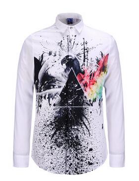 Wholesale-Hot New 3D Printed Men Gold Shirt printing Animal eagle Fashion  Long Sleeve Shirt Camisa Masculina Social Dress Shirts