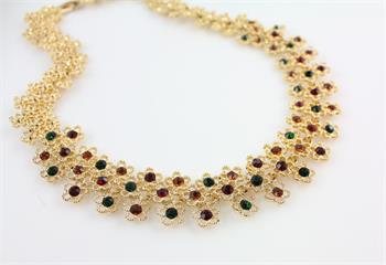 Brand New Fashion Unique Design 18K Gold Plated Colorful Crystal Statement Necklace Bracelet Earring Ring Wedding Jewelry sets