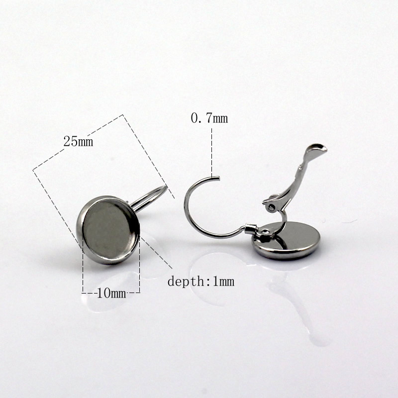 Beadsnice brass french lever back earring base blank findingsdiy earings fashion fit 10mm glass cabochon ID6334