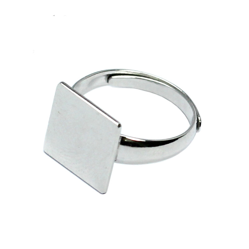 Beadsnice Square Ring Blanks 925 Sterling Silver Ring Setting with 12 mm Square Flat Pad DIY New Year Gift Silver Rings ID 33490