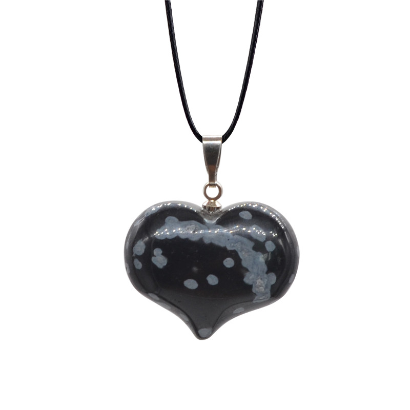 FASHION Heart Shape Pendants Natural Stone Choker Necklace Tiger Eye Opal Aventurine Leather Chains Necklaces Fashion Reiki Chakra Jewelry