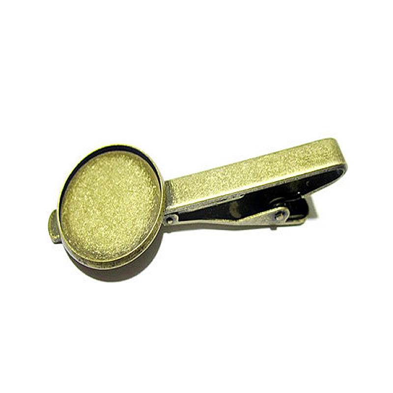 Beadsnice tie clip parts brass jewelry accessories blank tie clip with 16mm round bezel setting ID 23044