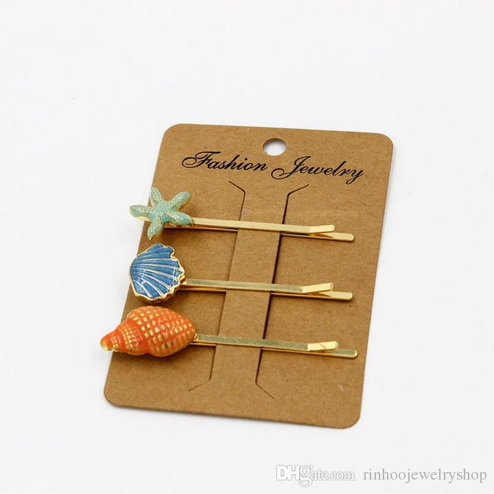 Lovely 3Pcs/set bride wedding hairpin sea shell A set of three hairclips Europe and the United States foreign trade jewelry wholesale brand