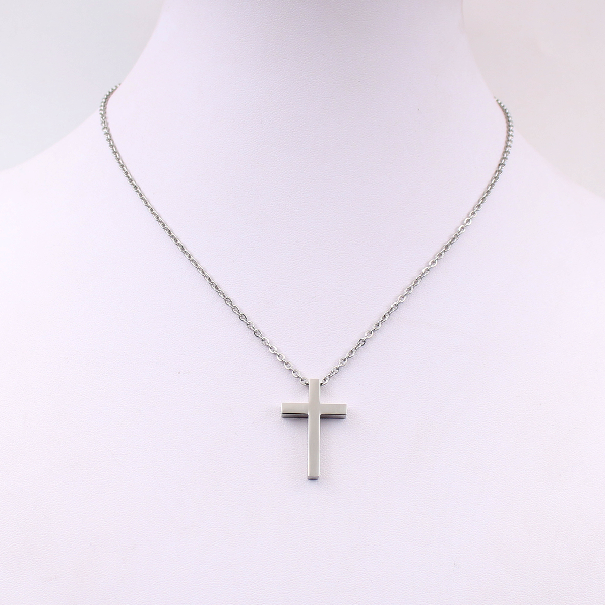 High Polished silver stainless steel religious cross symbol pendant necklace free with chain 24 inch for Men woemn