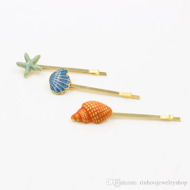 Lovely 3Pcs/set bride wedding hairpin sea shell A set of three hairclips Europe and the United States foreign trade jewelry wholesale brand