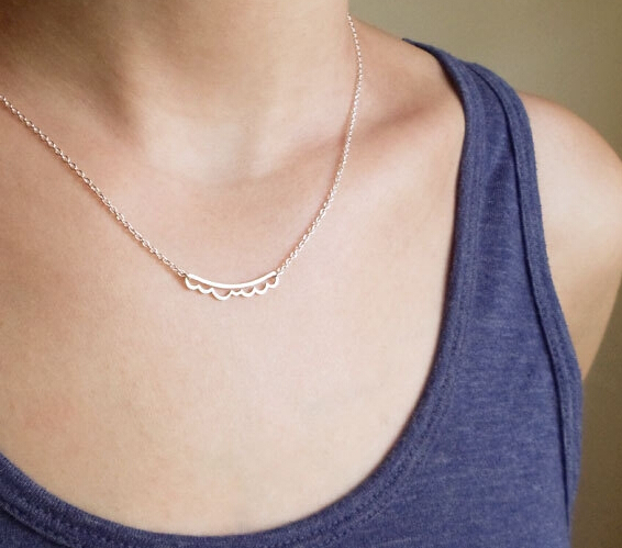10PCS Ocean Wave Bar Necklace Open Cloud Necklaces Scalloped Pendant Necklace Beach Necklaces Simple Geometric Chevron V Necklaces