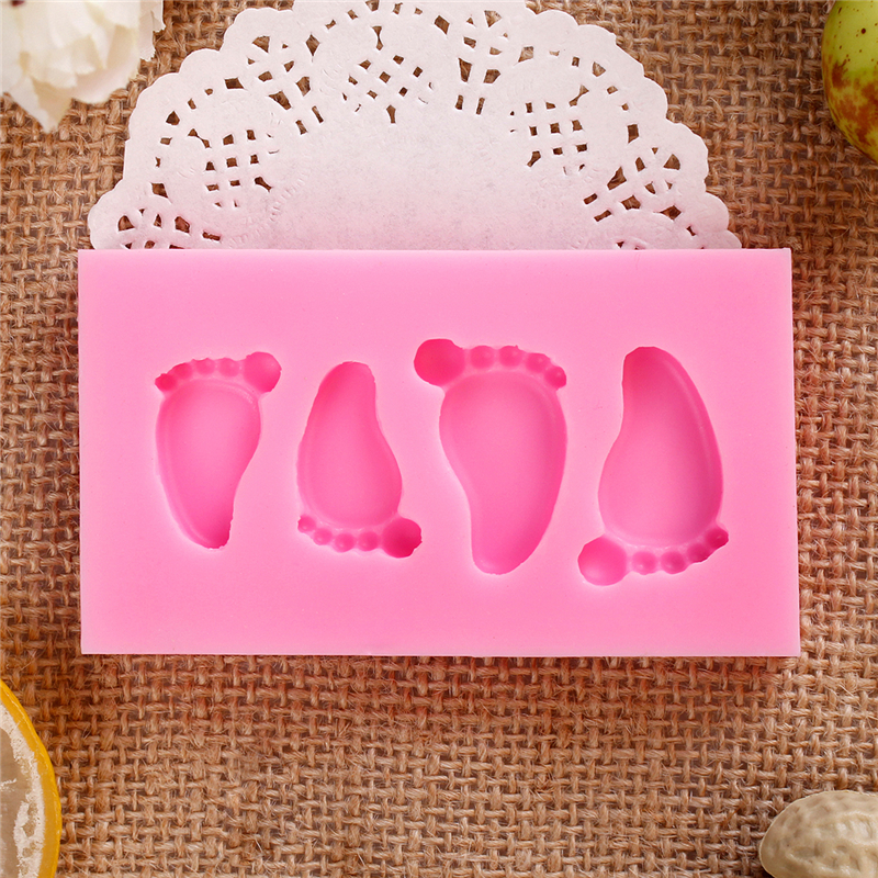 Wholesale-Lovely Baby Foot Shape Silicone Fondant Mould 3D Soap Candle Cookie Chocolate Candy Cank decoration Mold DIY