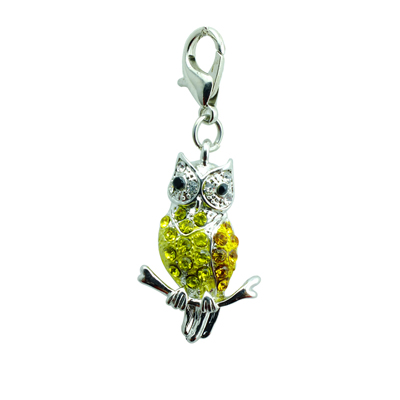 Hot Sale Fashion Floating Charms Lobster Clasp 5 Color Rhinestone Owl Charms DIY Accessories Jewelry Mix Order