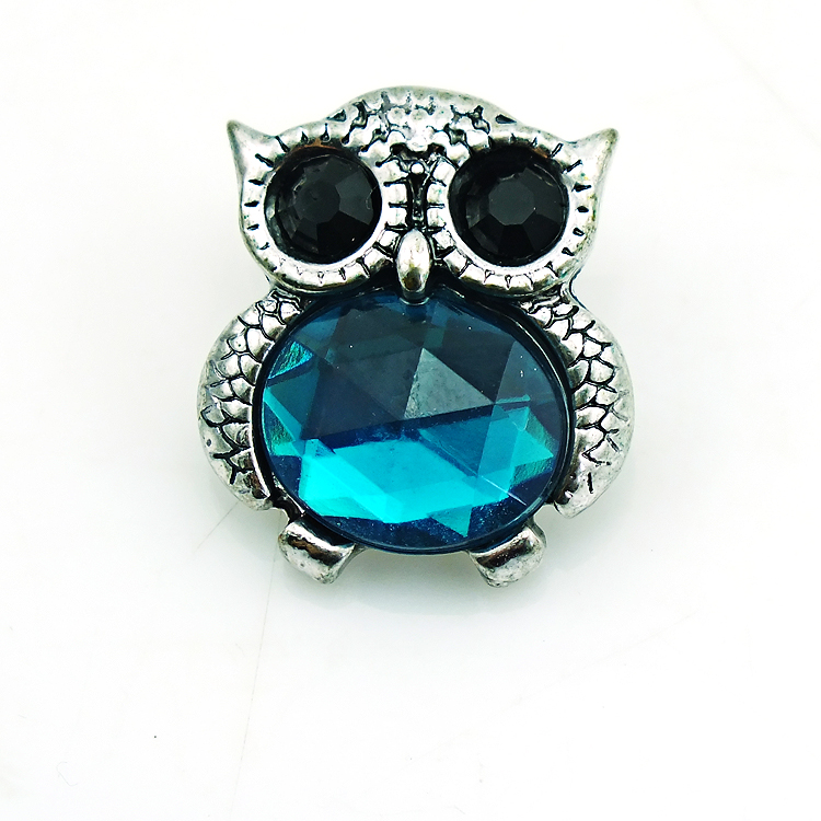 High Quantity 3 Color Snap Button Crystal Owl 18mm Metal Clasp Button DIY Interchangeable Jewelry Accessories