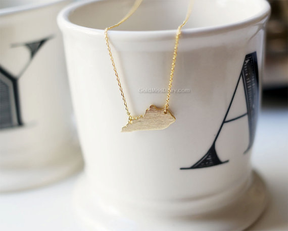 10PCS Cut Outline Kentucky State Map Necklace KY state America USA Necklaces for Hometown Gifts