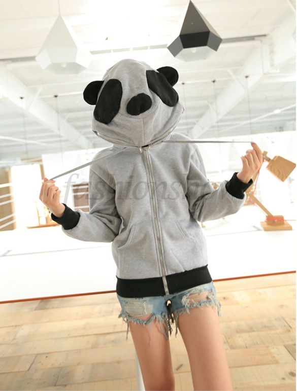 Wholesale 2014 Hot Fashion Women's hoody warm cute Panda Hoodie Outerwear Jacket Sweatshirt B19 SV007946