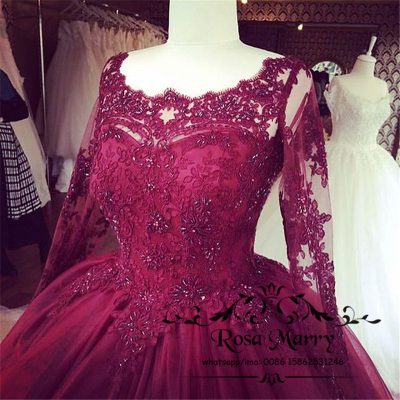 Burgundy Masquerade Ball Gown Quinceanera Dresses 2019 Vintage Lace Sequins Long Sleeves Plus Size Sweet 16 Vestidos 15 Anos Prom Party Gown