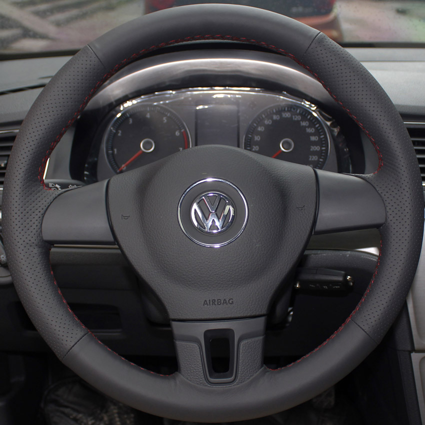 Steering wheel cover Case for Volkswagen VW Tiguan Passat MAGOTAN Touran Lavida gran Genuine leather DIY Hand sewing Car styling covers