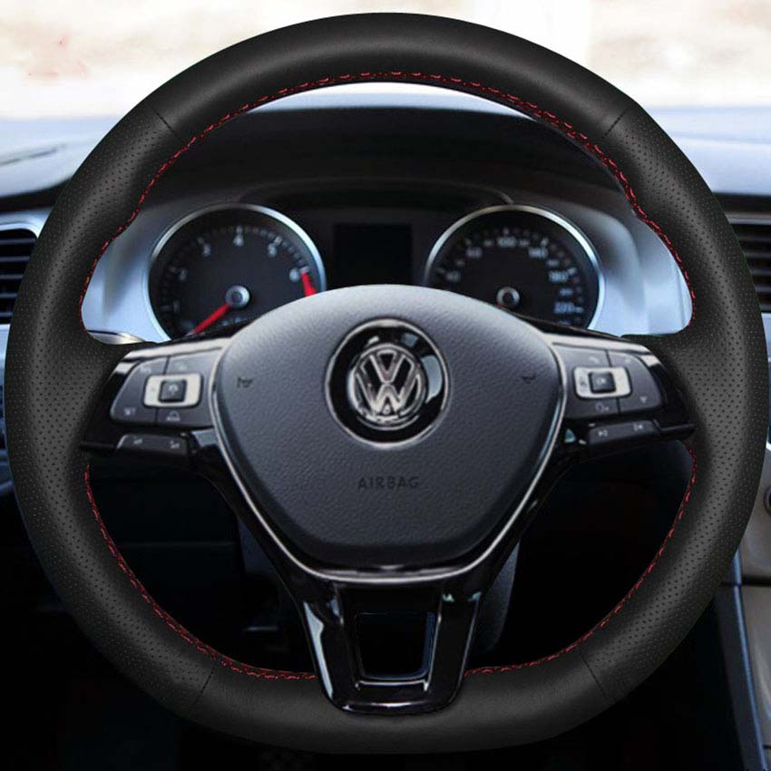 Steering wheel cover Case for Volkswagen VW Passat old Passat B5 B6 Genuine leather DIY Car styling Wheel cover Hand sewing