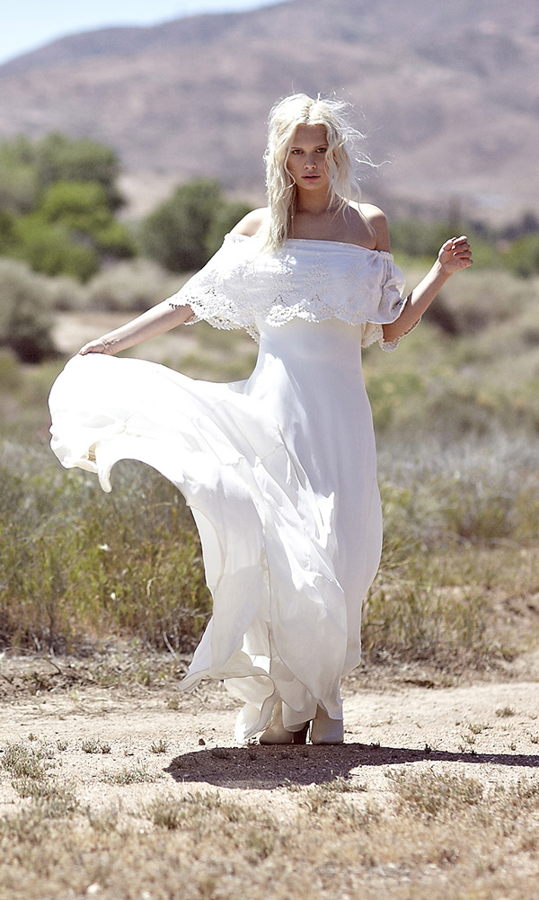 Chiffon And Lace Off Shoulder A Line Bohemian Wedding Dresses 2015 Spring Half Sleeve Back Zip Court Train Dress For Country Wedding EN6037