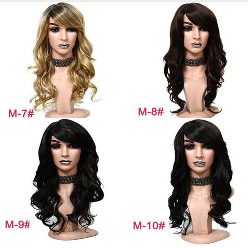 Long Wavy Hair Cosplay Wig Ombre Brown Halloween Heat Resistant Fashion Women Synthetic Free Wig Cap