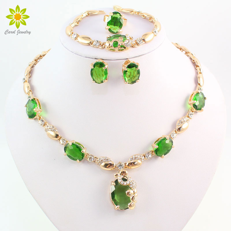 New Arrival Green Zircon Rhinestone Pendant Necklace Women 18k Gold Plated Wedding Bridal Costume Jewelry Sets
New Arrival Green Zircon Rhinestone Pendant Necklace Women 18k Gold Plated Wedding Bridal Costume Jewelry Sets