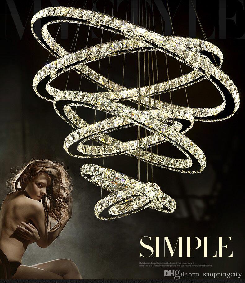 Modern LED Crystal Chandelier Ring Diamond K9 Pendant lamps lighting For Beach House Bedroom Lights Dining Room Lght