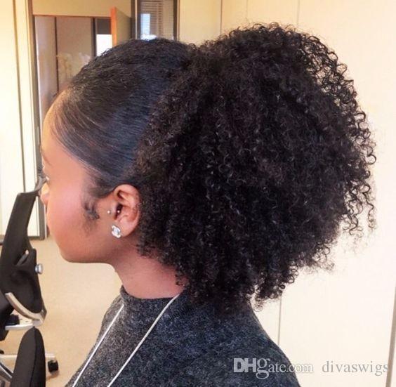 Short puff Afro Kinky Curly Hair Ponytail Hair extension Drawstring Ponytails Pieces Buns Peruca natural color