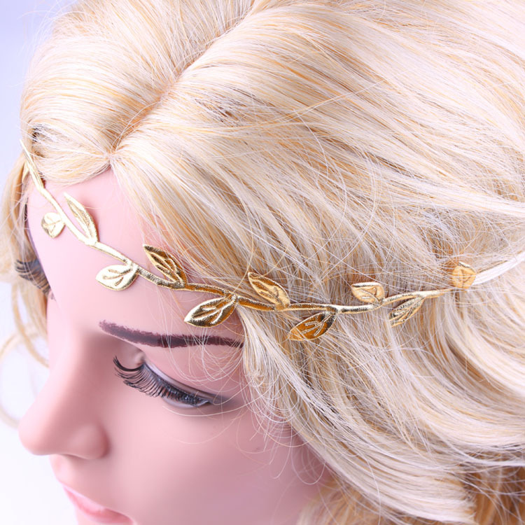 20PC Mommy Me Gold & silver olive leaves Leaf Headband Embossing Hair band Fashion Boho Baby Girl women Head Wrap flower hair garland FD6581