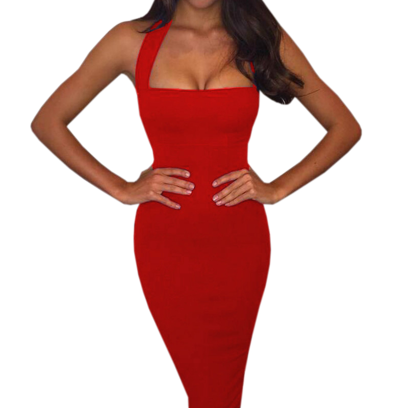 Bandage Dress Halter Strapless Summer Women Sexy Party Dresses Bodycon Sleeveless Knee-Length Club Dress Vestidos Femme GV649 q171122