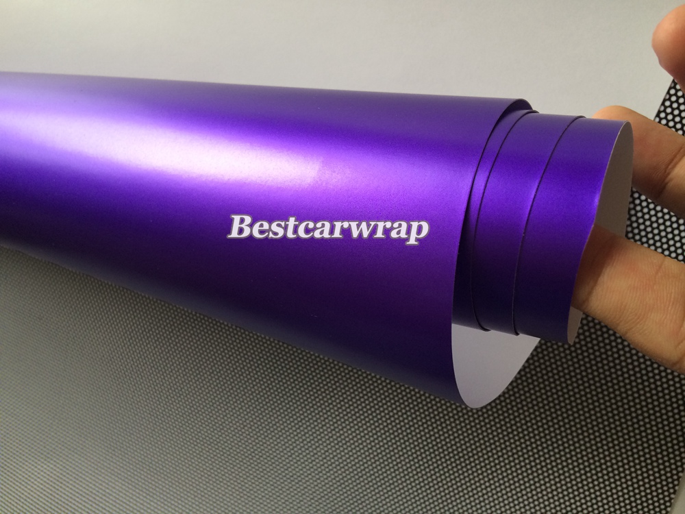 Purple Satin Chrome Car Wrap Vinyl with Air Release Chrome Matte Purple Metallic For Vehicle Wrap styling Car stickers size1.52x20m/Roll