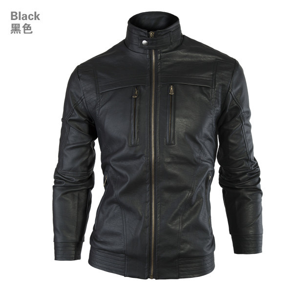 Wholesale-New Fashion Brand Classic Mens Punk PU Leather Coat Men Casual Locomotive Slim Clothing Motorcycle Jacket Clothing Jackets