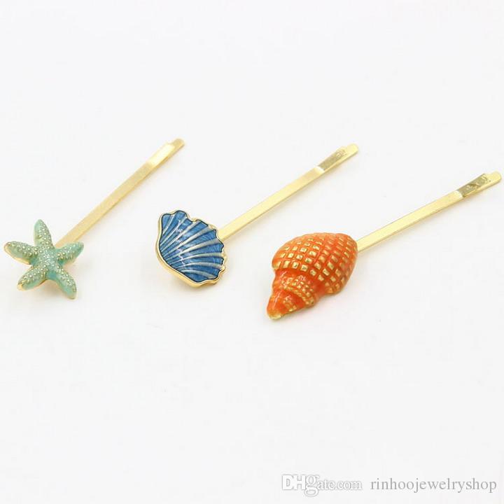 Lovely 3Pcs/set bride wedding hairpin sea shell A set of three hairclips Europe and the United States foreign trade jewelry wholesale brand