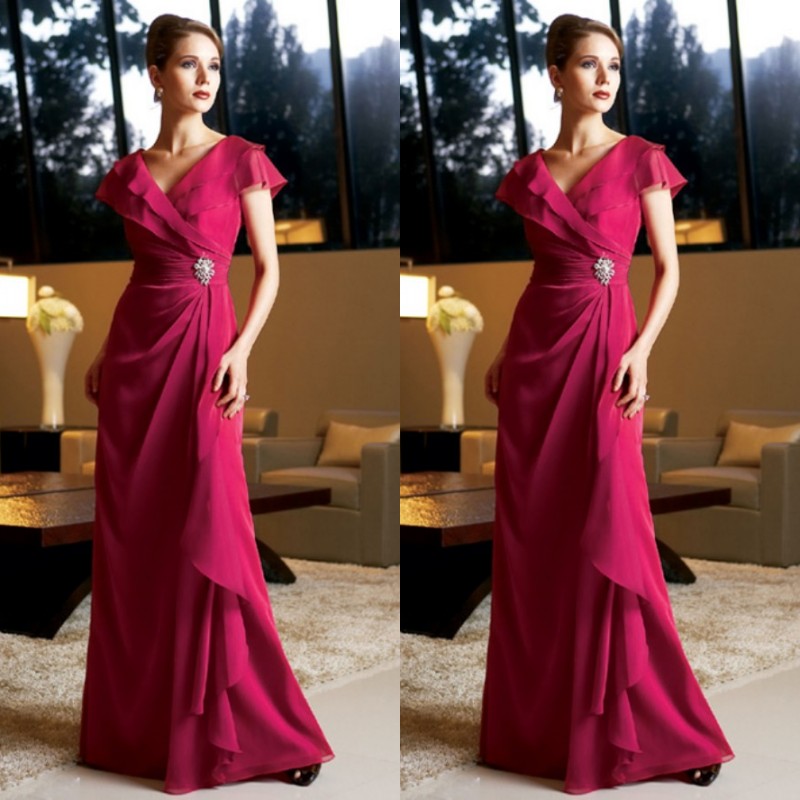 Modest Fuschia Dresses Long Formal Fuchsia Chiffon Mother of the Bride Gowns V Neck Cap Sleeves Crystals Wedding Guests Dress Plus Size
Modest Fuschia Dresses Long Formal Fuchsia Chiffon Mother of the Bride Gowns V Neck Cap Sleeves Crystals Wedding Guests Dress Plus Size