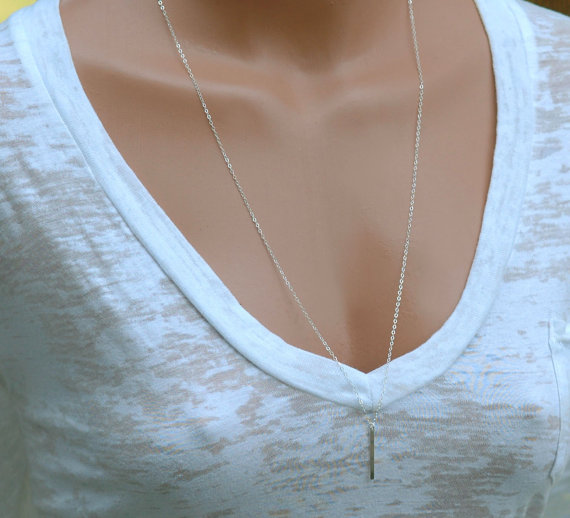 10PCS Gold Silver Personalized Vertical Bar Necklace Skinny Bar Necklace Simple Stick Necklace Slim Initial Bar Necklaces