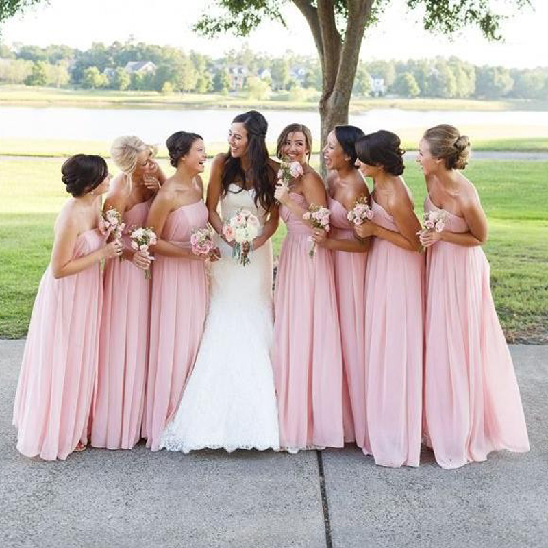 Hot Sale Pink Bridesmaid Dresses Custom Made Cheap Bridesmaids Gowns Strapless Ruched Chiffonn Floor Length Wedding Party Wear
Hot Sale Pink Bridesmaid Dresses Custom Made Cheap Bridesmaids Gowns Strapless Ruched Chiffonn Floor Length Wedding Party Wear