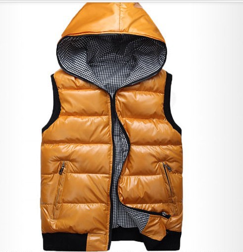 New Fall-Big lovers thermal glossy reversible wadded jacket vest cotton-padded vest with a hood
