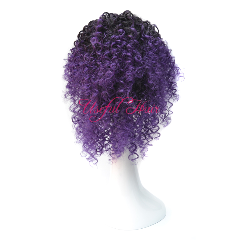 KINKY CURLY Bounce TWIST comfort Micro braid wig african american JANAMINAC CURLY OMBRE PURPLE COLOr 18inch synthetic wigs for black women