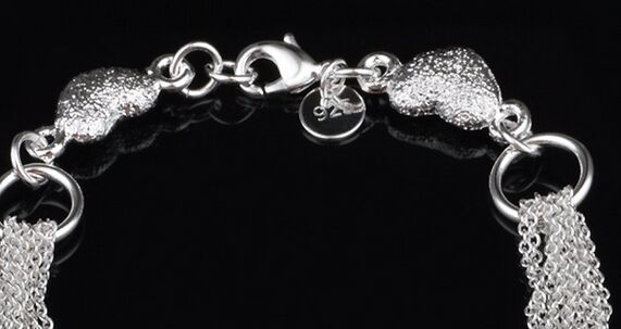 Free Shipping with tracking number Top Sale 925 Silver Bracelet Multi-line thin chain Heart Bracelet Silver Jewelry 10Pcs/lot cheap 1598