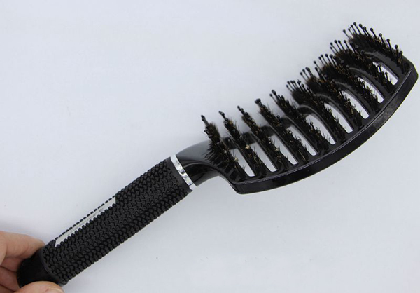 Black Boar Bristle Hair Brush Nylon Detangling Pins Natural Boar Bristles for Hair Oil Distribution. Curved for Vented Faster Drying by DHL
