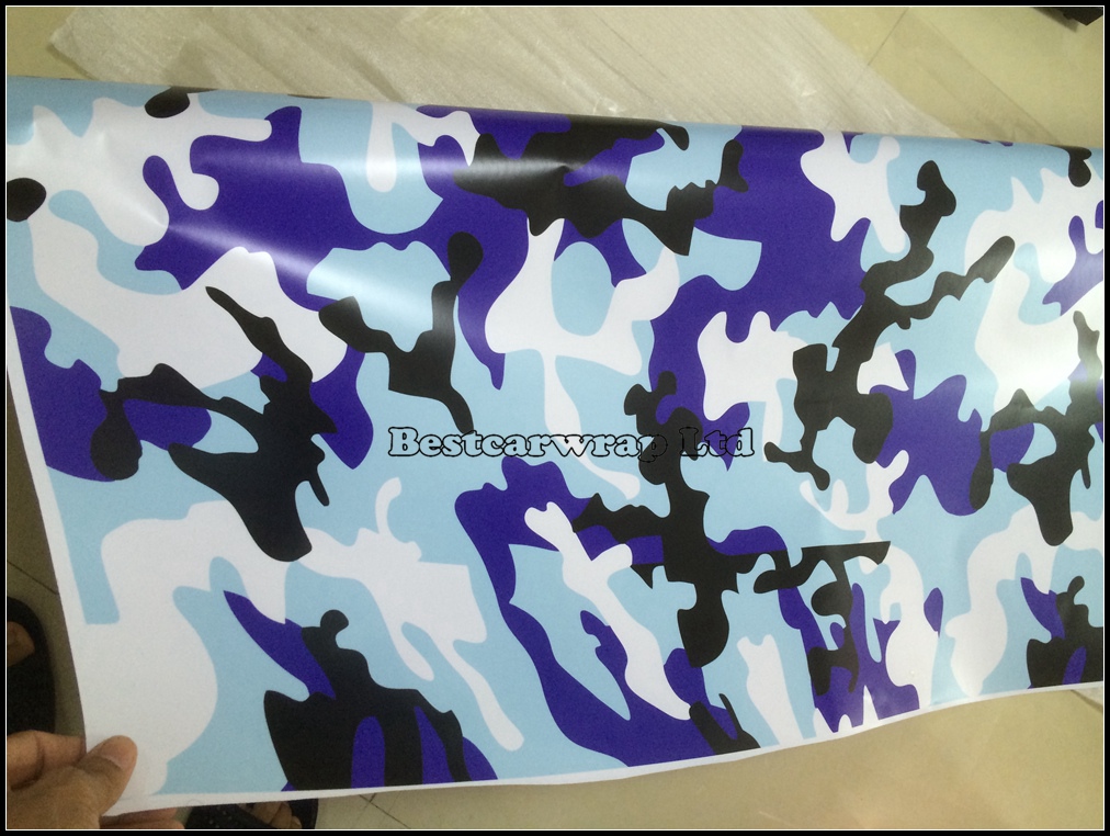 Blue/ white Black Camo Arctic Camouflage / Camo Vinyl Air-Drain. Car Wrap Sticker Size 1.52x30Meter/Roll