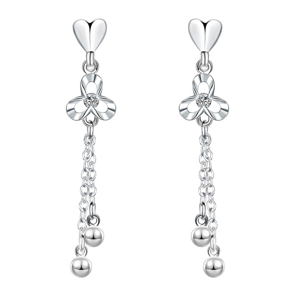 Brand new sterling silver plated Heart-shaped earrings inlaid stone SE626 women's 925 silver Dangle Chandelier wedding gemstone earrings