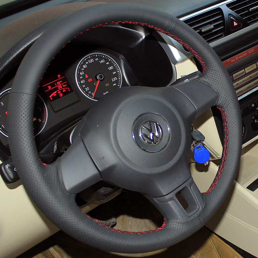 Steering wheel cover Case for Volkswagen VW Golf 6 New Santana Jetta Polo Bora Touran Magotan Genuine leather DIY Car styling