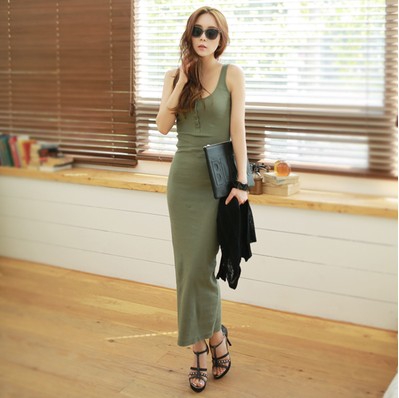 Top Quality Women's Summer Cotton Long Dress Women Maxi U Neck Sleeveless Top Button Close Slim Dress, Gray
Top Quality Women's Summer Cotton Long Dress Women Maxi U Neck Sleeveless Top Button Close Slim Dress, Gray