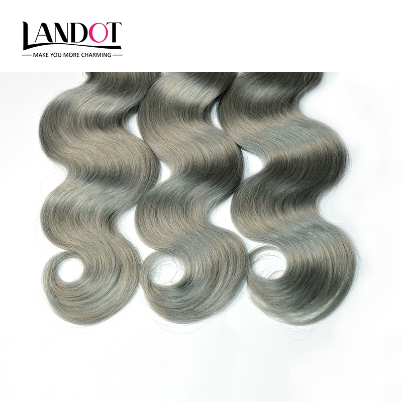 Ombre Silver Grey Brazilian Human Hair Extensions Two Tone 1B/Grey Peruvian Malaysian Indian Cambodian Body Wave Human Hair Weave Bundles