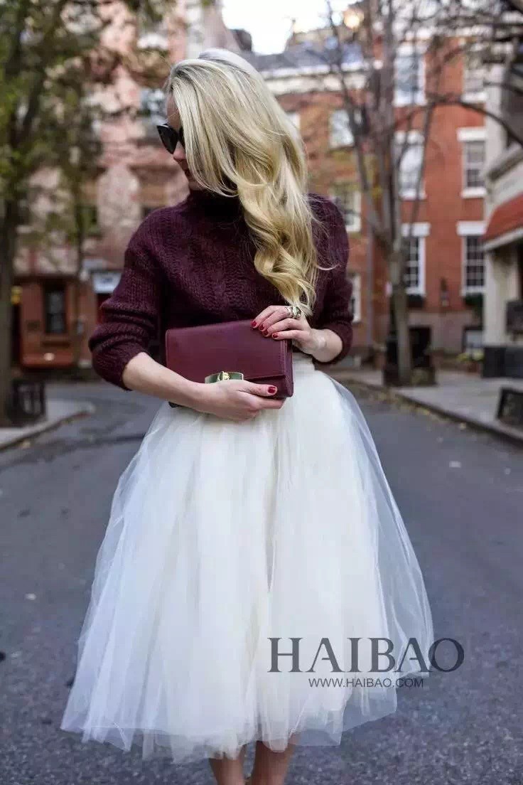 2016 Instock Cheap Summer Tiered Tutu Skirt Tulle Short Bridesmaid Dresses 7 Layers Female Party Skirts Girls Fashion Ball Gown Knee Length 0510